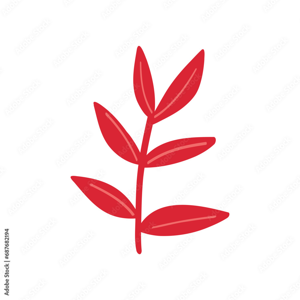 Red floral arrangement in Asian style. Cute cartoon illustration of flower Red floral arrangement in Asian style. Cute cartoon illustration of flower