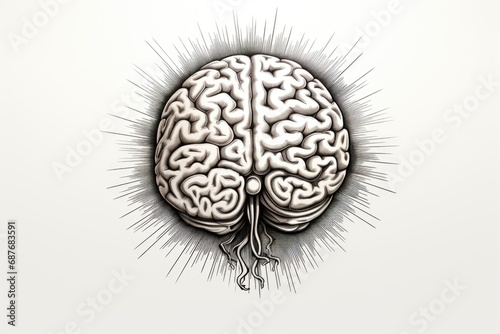 A drawing of a brain on a white background. Suitable for educational materials and medical presentations