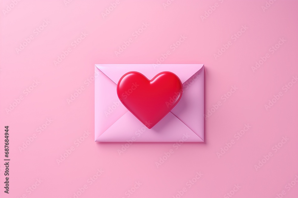 Hearts Envelope on pink background