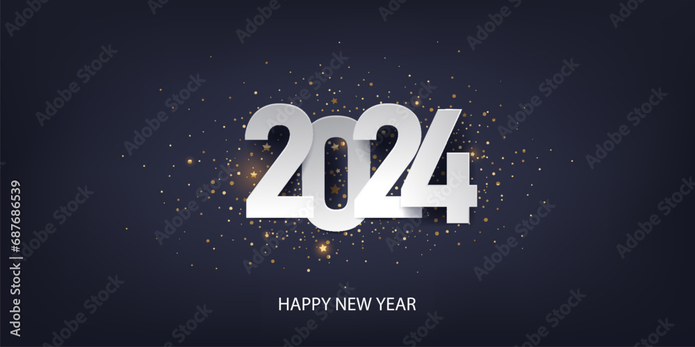 Happy new year 2024 background. Holiday greeting card design.