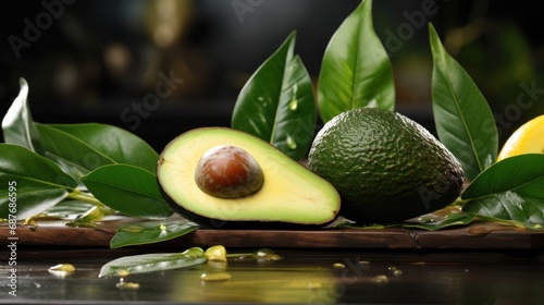 Avocado with leaves UHD wallpaper