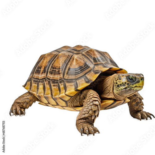 Turtle - A Turtle Isolated Showcasing Its Shell and Slow. Paced Yet Enduring Nature. Isolated on a Transparent Background. Cutout PNG.