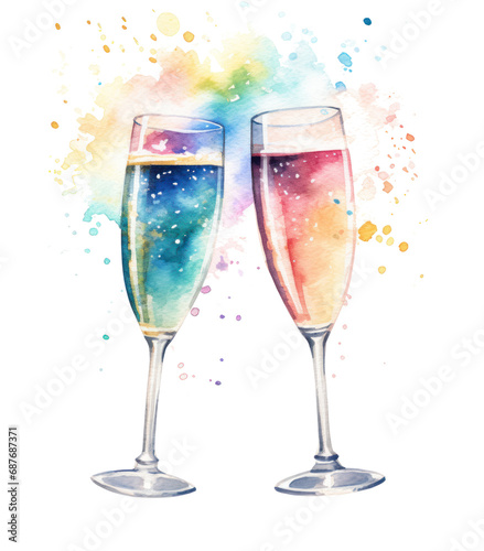a couple of champagne glasses are being sprayed with water,