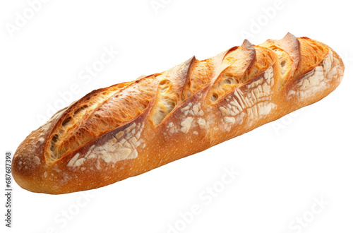 a french baked bread on a white background,