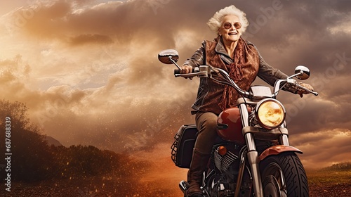 Senior woman on motorbike © neirfy