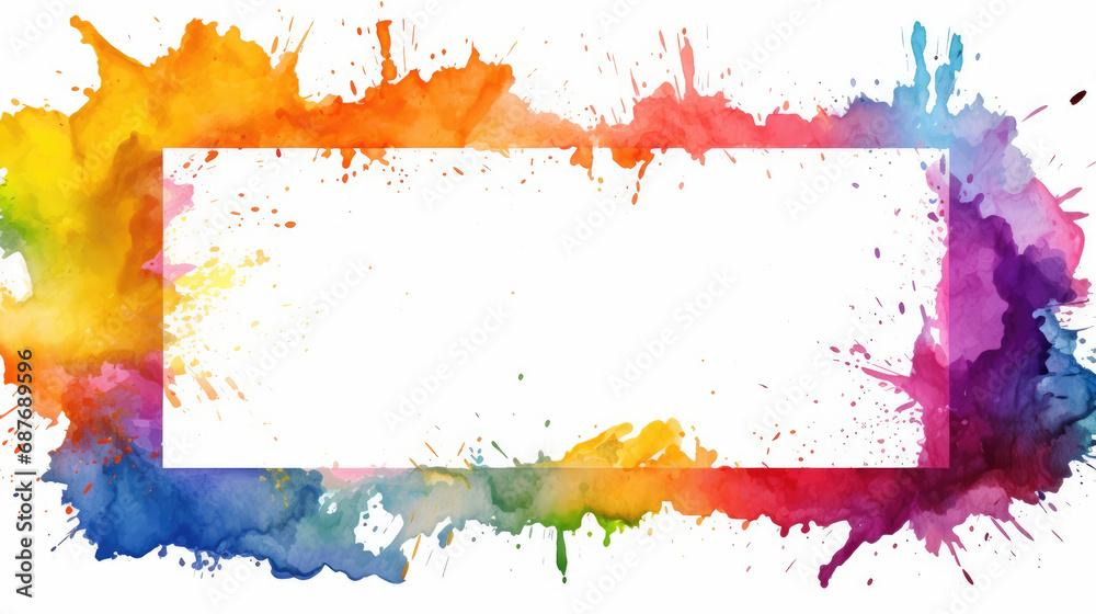 Obraz premium Copyspace, rectangle blank white space - abstract watercolor background with watercolor splashes