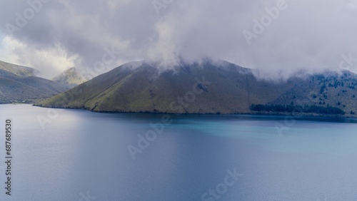 Beautiful blue lagoon in the middle of the mountains, Mojanda Lagoon photo