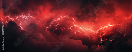 red lightning and clouds abstract background texture. ai generative