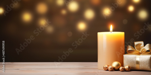 Fancy Candle at Christmas time with copy space