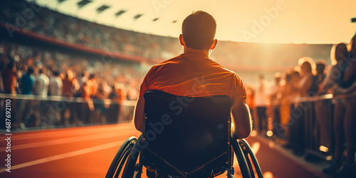 Disabled athlete at a sports competition in a wheelchair. ai generative