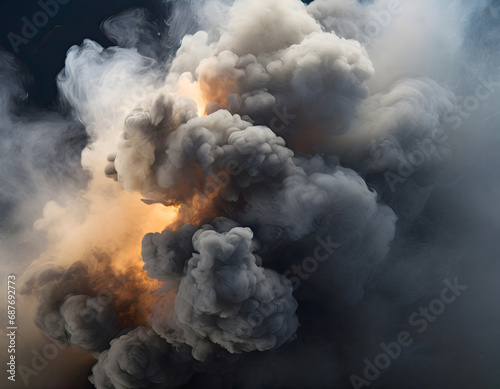 Explosion and dark billowing smoke