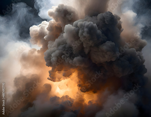 Explosion and dark billowing smoke