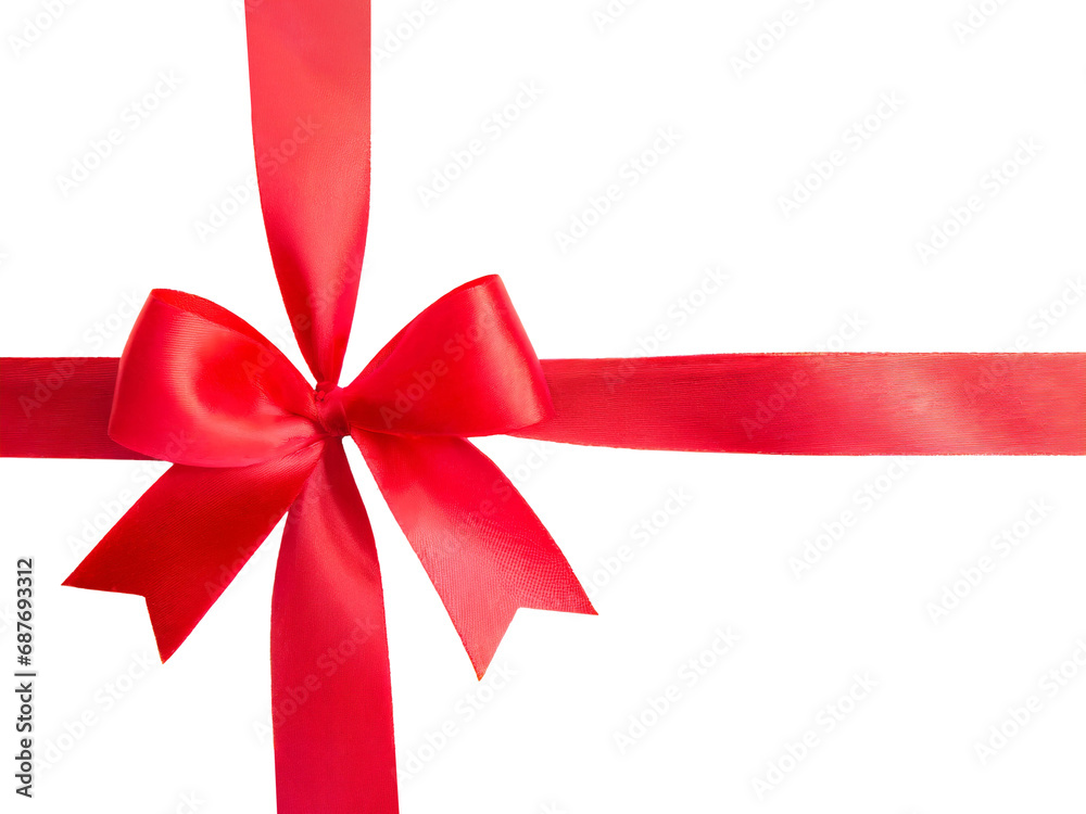 Red gift ribbon with bow isolated or white background. Christmas Birthday Valentine's Day Red gift ribbon with bow isolated or white background. Christmas Birthday Valentine's Day