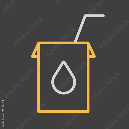 Milk box with straw vector icon