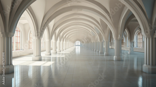 Architectural Elegance in School Corridors: Monochromatic Detailing in Single-Color