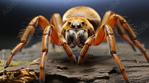 Closeup female of Spider Tarantula in threatening position. generative ai photo