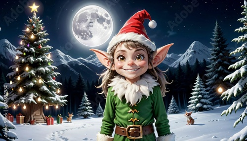 Santas elf, cristmas girl