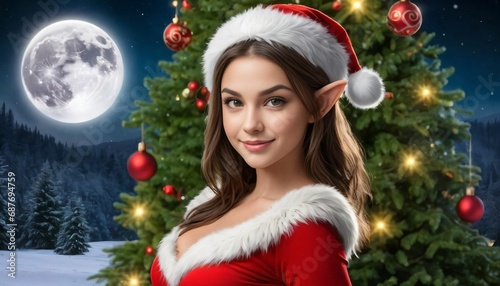 Santas elf, cristmas girl