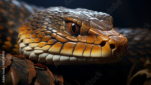 Closeup head of king cobra snake, closeup head king cobra with natural background. generative ai photo