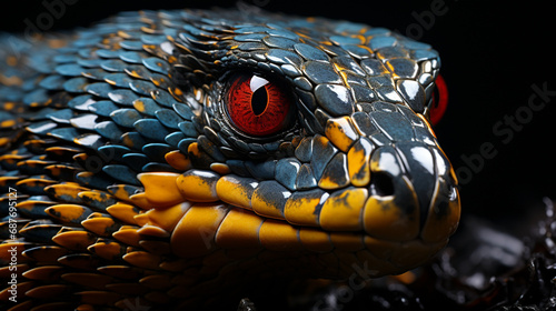 Closeup head of king cobra snake, closeup head king cobra with natural background. generative ai