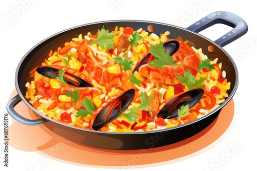 Seafood Paella icon on white background 