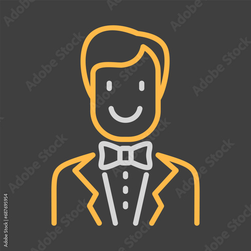 Groom, bridegroom, fiance man in costume icon