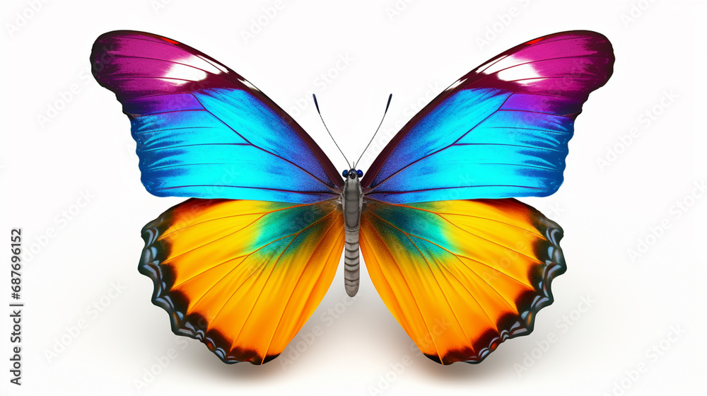 color butterfly , isolated on white. generative ai