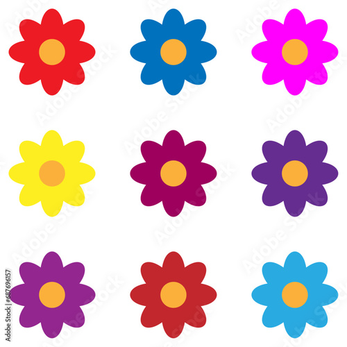 Set of colorful flowers