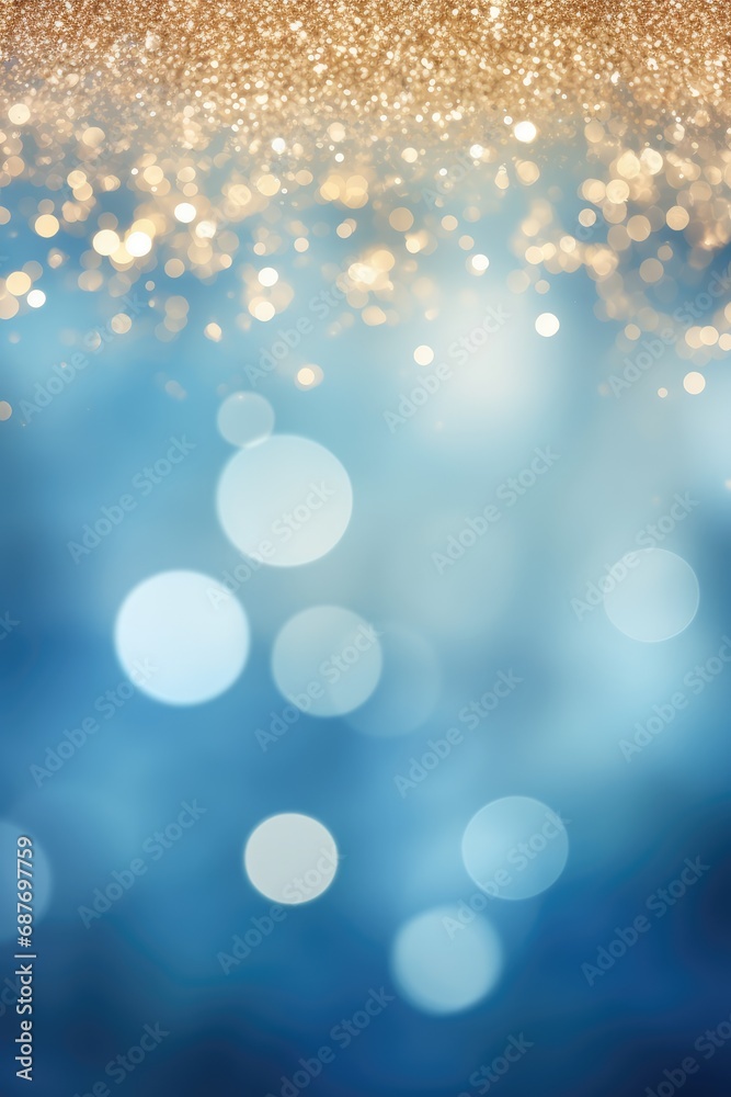 Obraz premium Glitter vintage lights background. blue, gold defocused. Christmas bokeh.