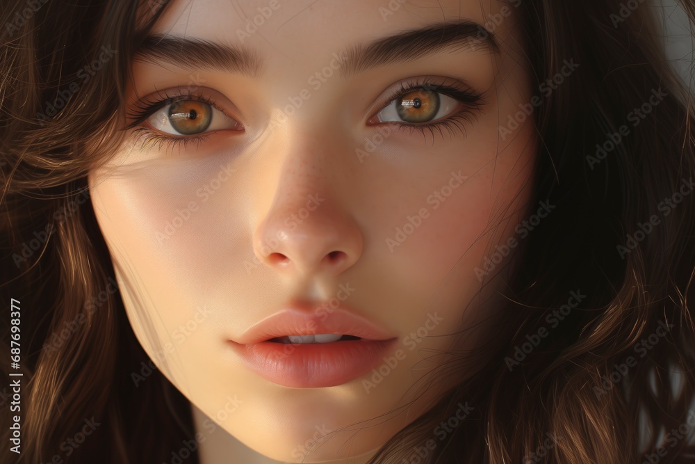 The face of a beautiful brunette close-up The face of a beautiful brunette close-up