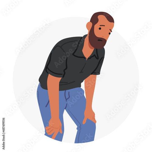 Man With Dyspnea Gasping For Breath, Perspiring Heavily. His Face Shows Distress, Indicating Possible Heart Attack