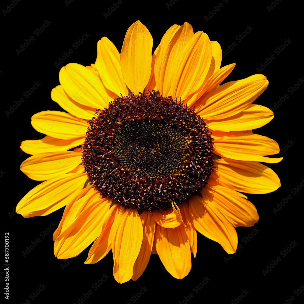 Naklejka premium Sunflower is an annual plant native to the Americas. It possesses a large inflorescence, and its name is derived from the flower's shape and image which is often used to depict the sun 
