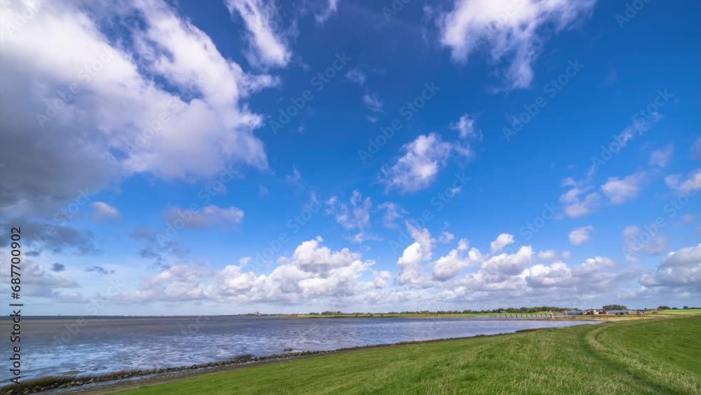 Autumn scenery at river Elbe near Hamburg, Germany