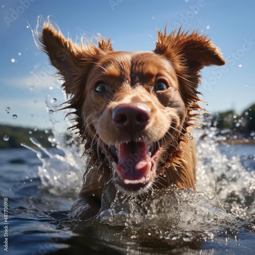Nova Scotia Duck Tolling Retriever in Mid-Leap: A Study in Motion and Light