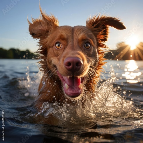 Nova Scotia Duck Tolling Retriever in Mid-Leap: A Study in Motion and Light