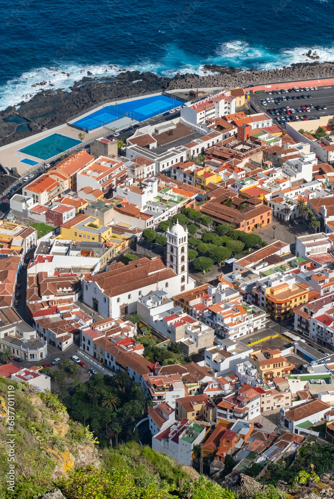 Top view of Garachico town of Tenerife, Canary Islands, Spain.