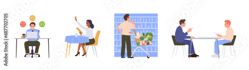 Diverse people cartoon characters, client, laptop user online buyer, business partners, shopper set