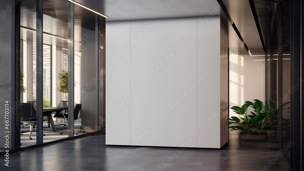 corporate branding white empty blank frame mockup template with modern business offices background for identity logo branding at reception wall in contemporary design - obrazy, fototapety, plakaty 