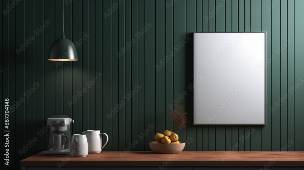 Gourmet Wall Art: Kitchen Mock-Up Poster in Dark Green Splendor Gourmet Wall Art: Kitchen Mock-Up Poster in Dark Green Splendor