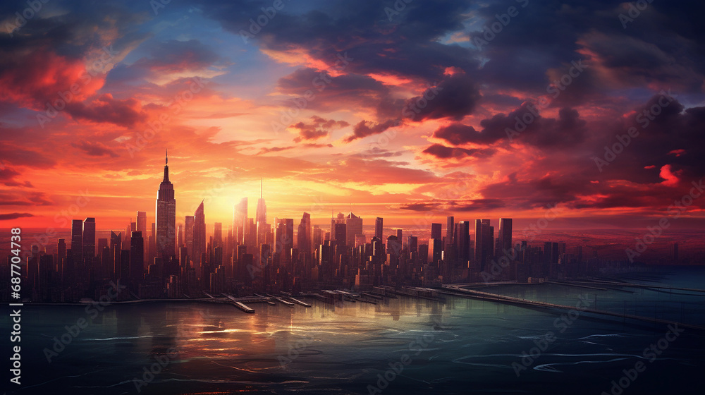 Manhattan Sunset: The City that Never Sleeps in Golden Hues