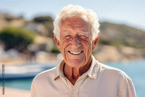 An elderly man with gray hair is smiling for the camera © MagnusCort