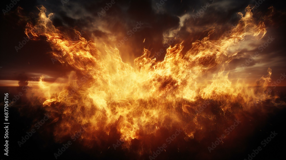 Abstract image of danger and fire, featuring flaming textures, red and orange colors, and a black background Abstract image of danger and fire, featuring flaming textures, red and orange colors, and a black background