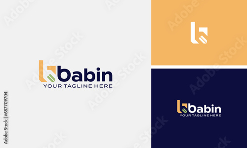 letter b with airplane vector for aviation logo