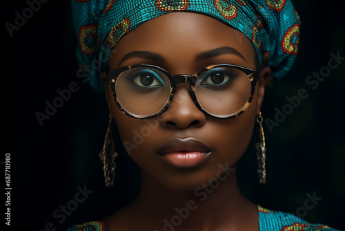 an 20 Year old nigerian girl wearing big eyeglasses. africanwoman. 