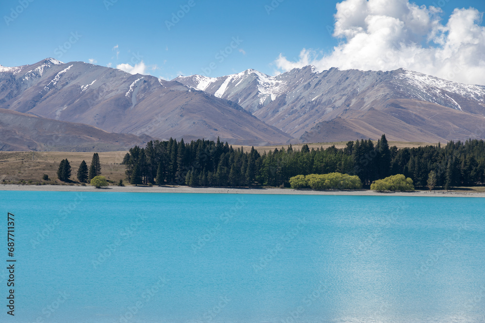 Lake tekapo in Canterbury, New Zealand