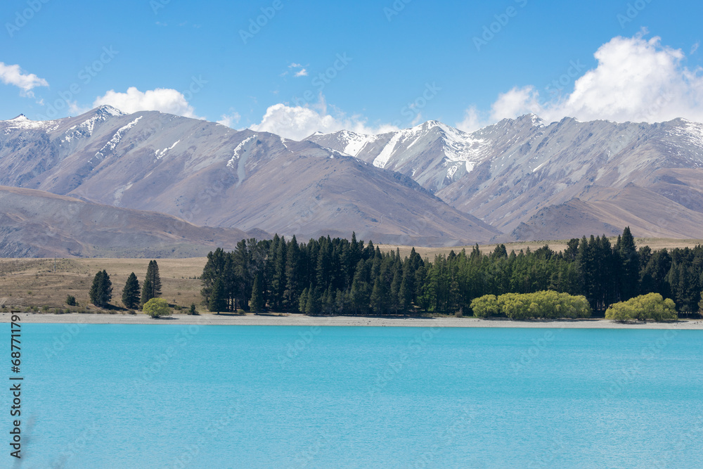 Lake tekapo in Canterbury, New Zealand