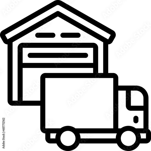 Warehouse With Lorry Icon