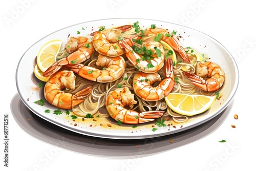 Shrimp Scampi icon on white background 