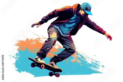 Skateboarding icon on white background