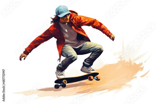 Skateboarding icon on white background 